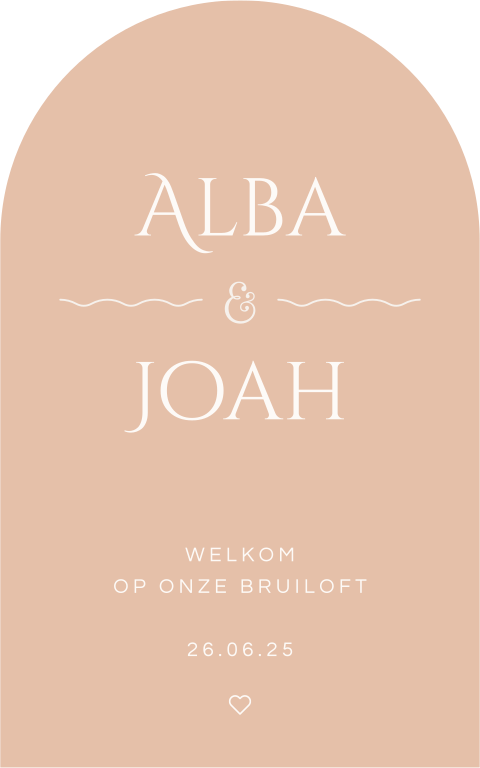 welkomsbord bruiloft modern in boogvorm