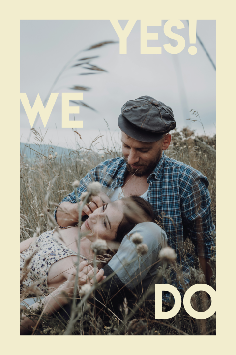 moderne trouwkaart met foto yes we do 