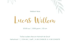 geboortekaartje Lucas jungle goudfolie