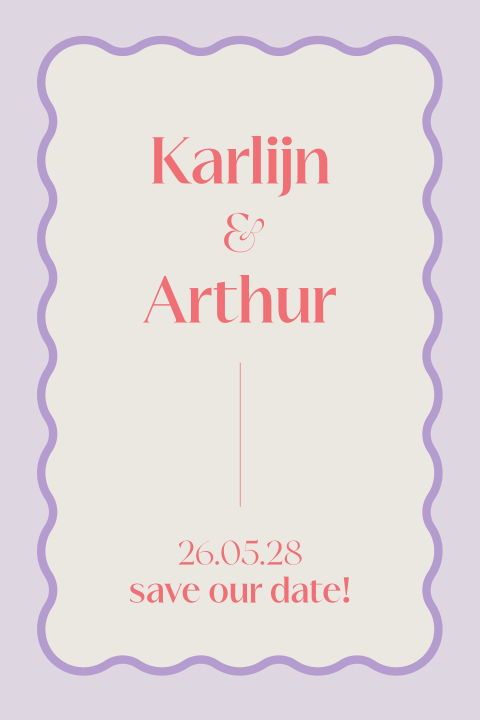 kleurrijke trouwkaart met grafische vorm