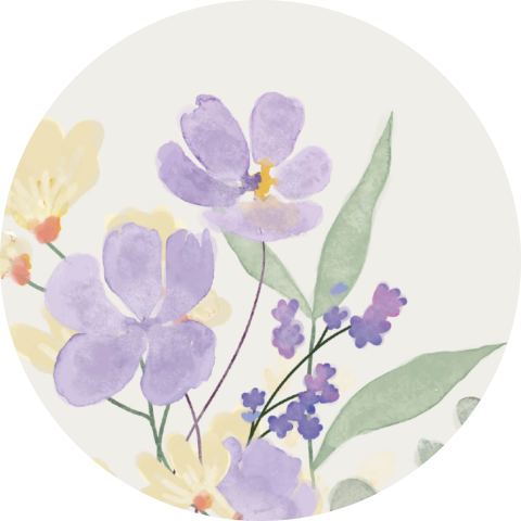 sluitsticker met veldbloemen lila