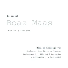 geboortekaartje Boaz abstract met spetters in rosegoud