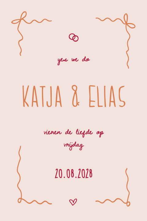 trouwkaart met strikjes kader