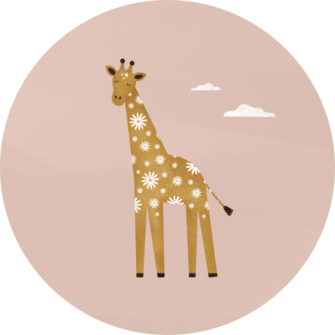 sluitzegel geboortekaartje giraf met bloemen