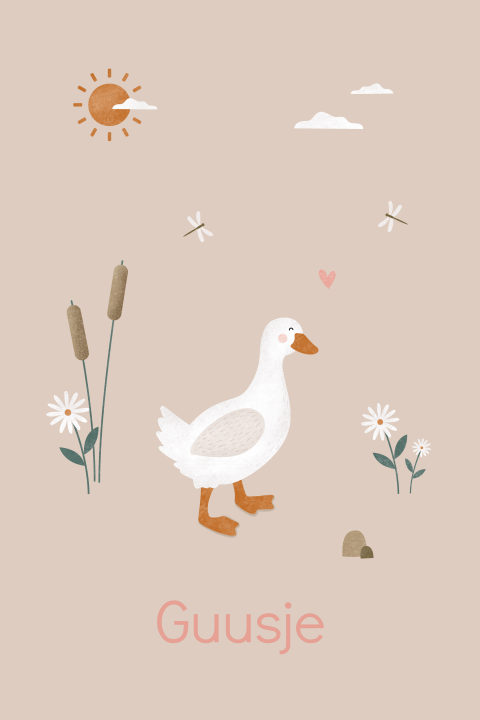 geboortekaartje meisje met gans