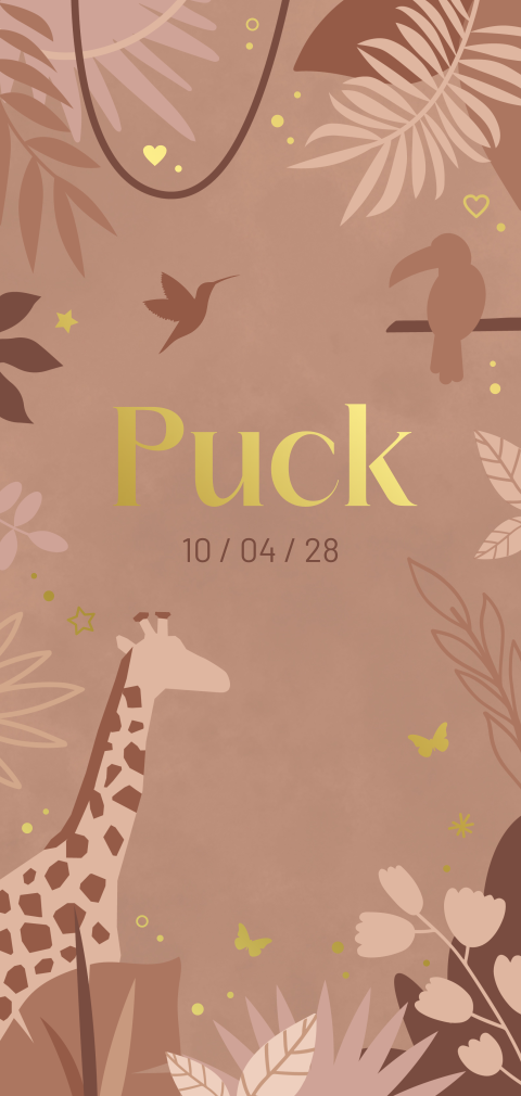 geboortekaartje Puck jungle in terra tinten