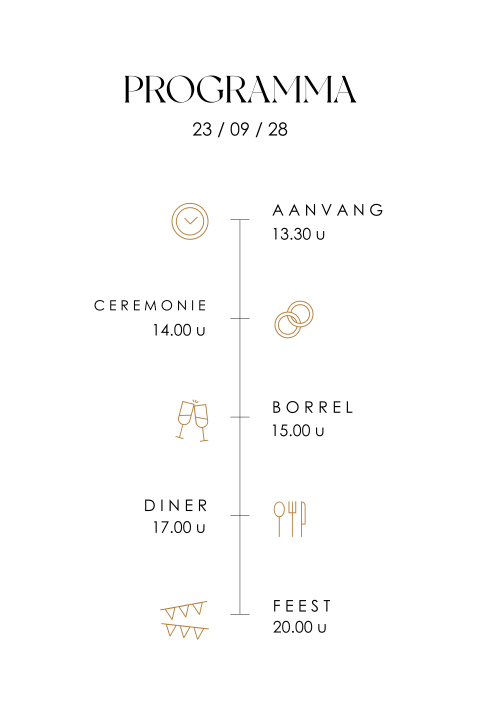 dagprogrammakaart bruiloft - amber grace