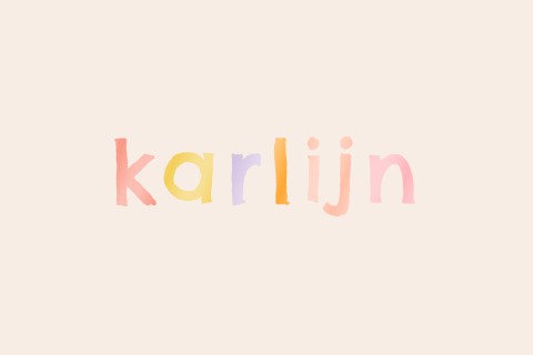 minimalistisch geboortekaartje Karlijn met kleurrijke typografie