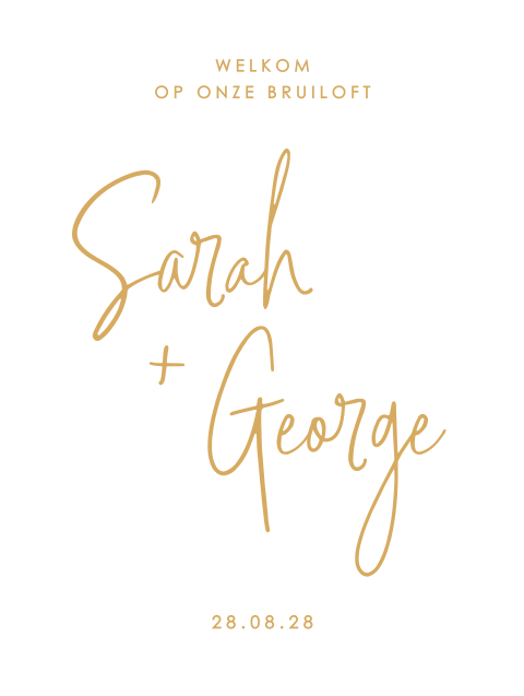 welkomsbord bruiloft wit met grote typografie