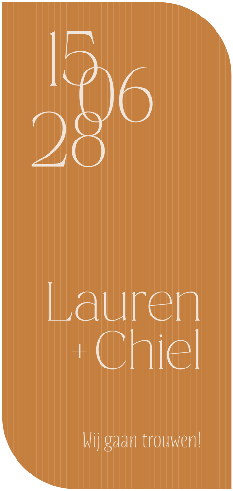 trouwkaart in bijzondere vorm met speelse typografie