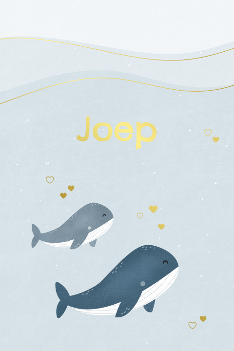 geboortekaartje Joep met walvissen