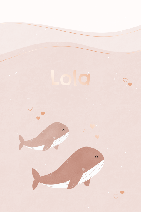 geboortekaartje Lola met walvissen