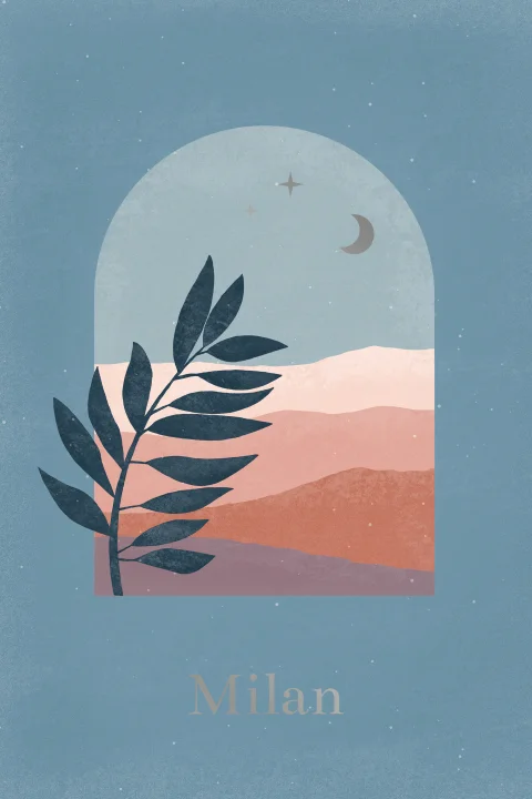 geboortekaartje Milan met landschap