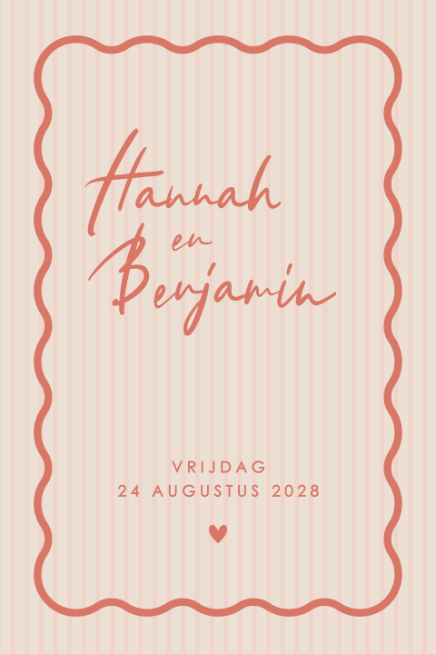 kleurrijke trouwkaart met golvende rand