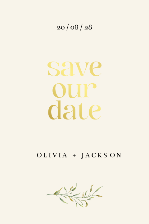 save our date botanisch met goudfolie