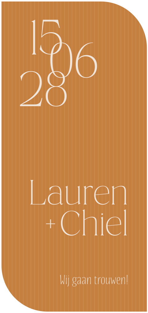 trouwkaart in bijzondere vorm met speelse typografie