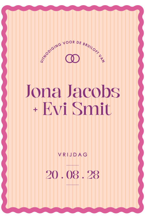 kleurrijke trouwkaart met golvende rand