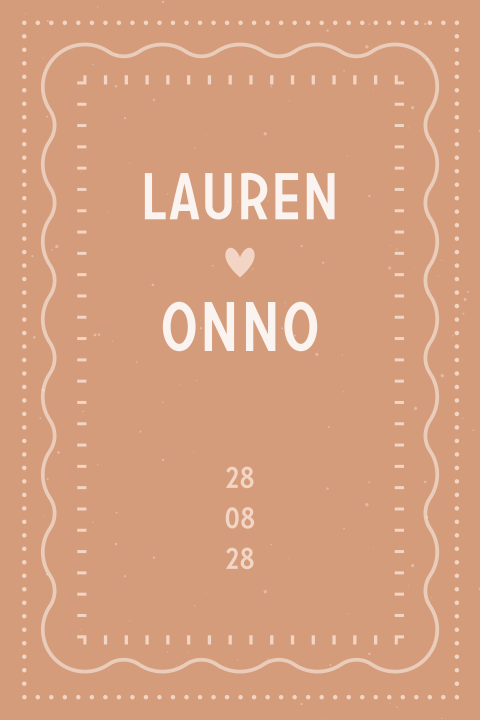 trouwkaart in boho stijl met speelse kaders