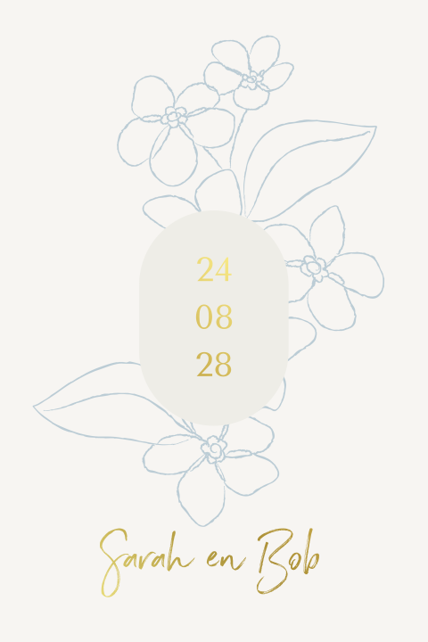 trouwkaart met geïllustreerde bloemen