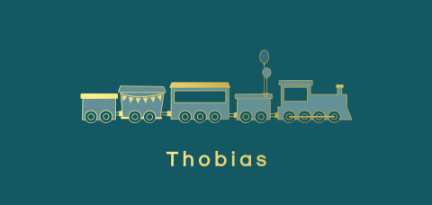 geboortekaartje Thobias met locomotief trein