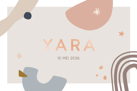 geboortekaartje Yara met grafische abstracte vormen