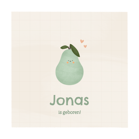 geboortekaartje Jonas met peer