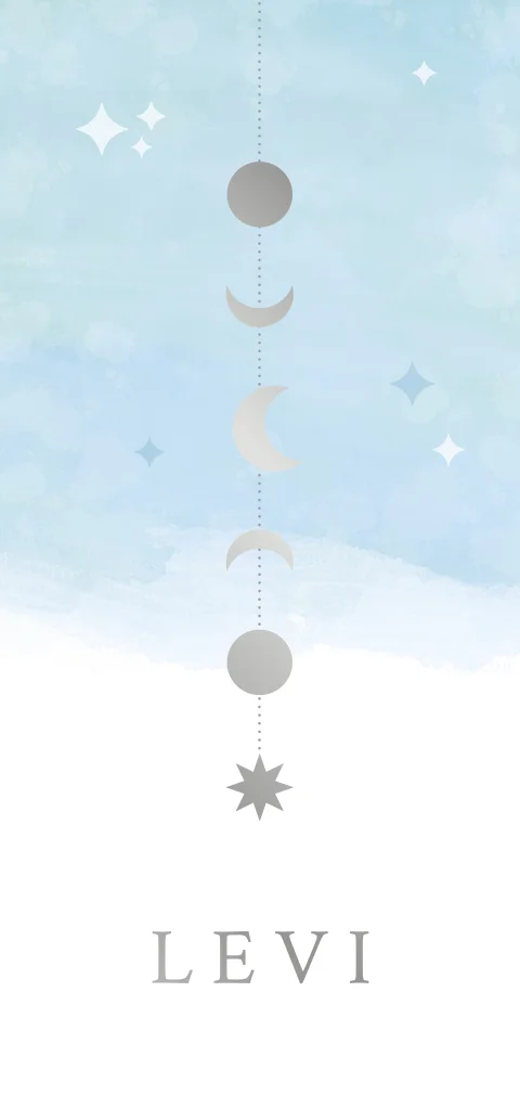 Geboortekaartje jongen maan mobiel zilverfolie