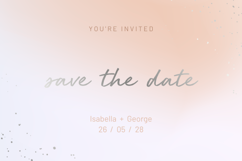 save the date kaart met gradient en foliedruk