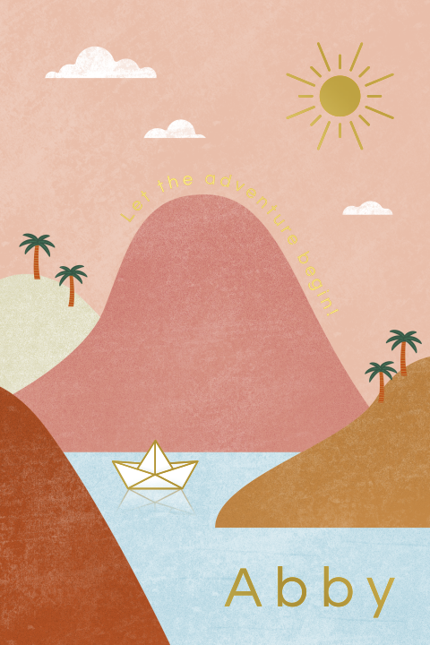 geboortekaartje meisje bergen en bootje dubbel