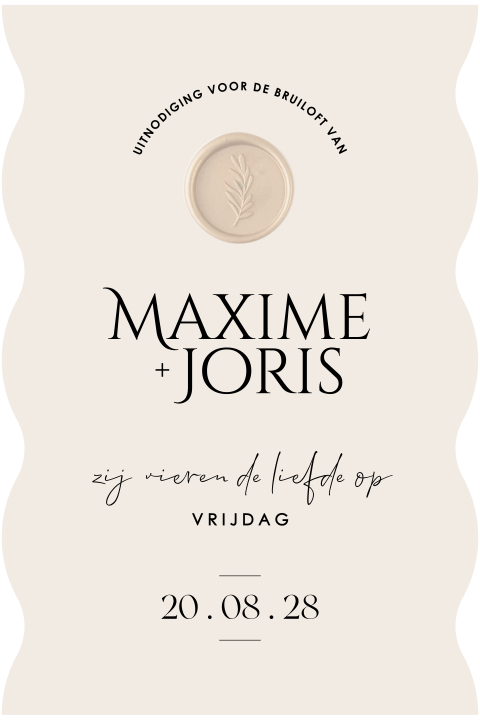 beige trouwkaart in bijzondere vorm excl lakzegel