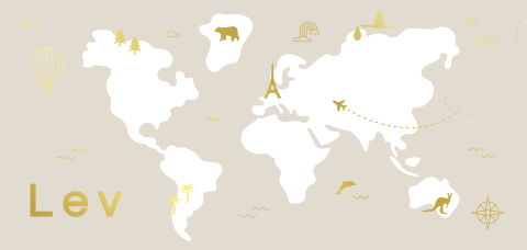 geboortekaartje Lev met landkaart en goudfolie