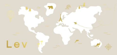 geboortekaartje Lev met landkaart en goudfolie