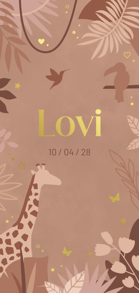 geboortekaartje Lovi jungle in in terra tinten