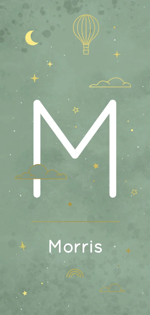 geboortekaartje jongen met grote letter en sterretjes goudfolie