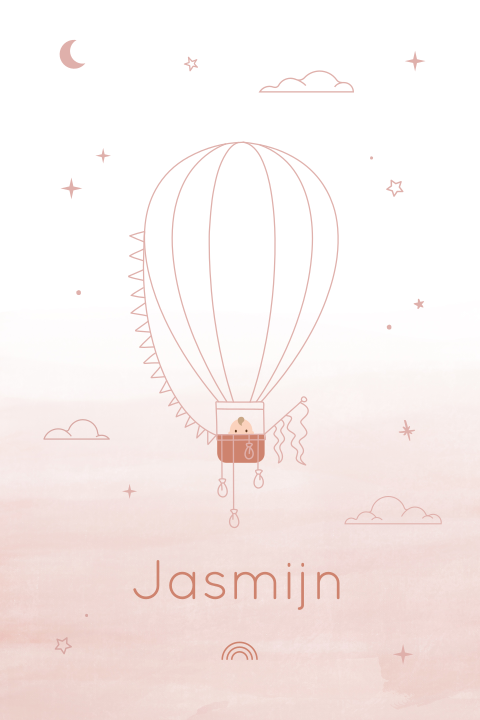 geboortekaartje meisje met luchtballon