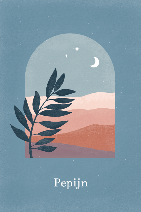 geboortekaartje Pepijn landschap met maantje