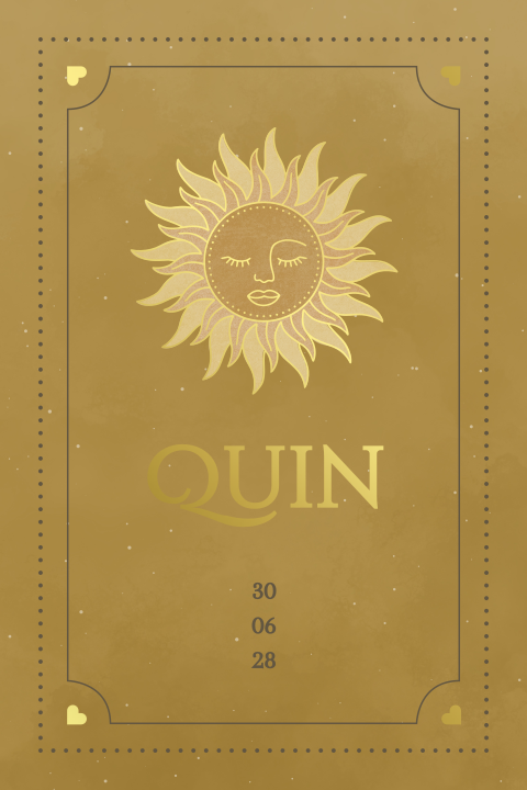 geboortekaartje Quin met zon en speelse kaders