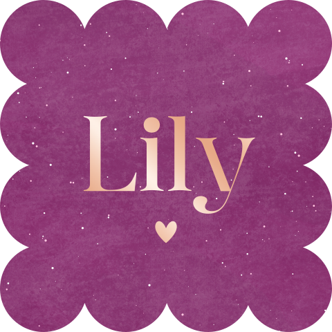 geboortekaartje Lily in speelse vorm met foliedruk