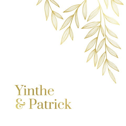 klassieke trouwkaart botanisch in goudfolie