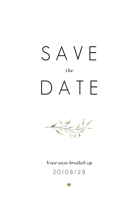 save the date kaart met sierlijke tak