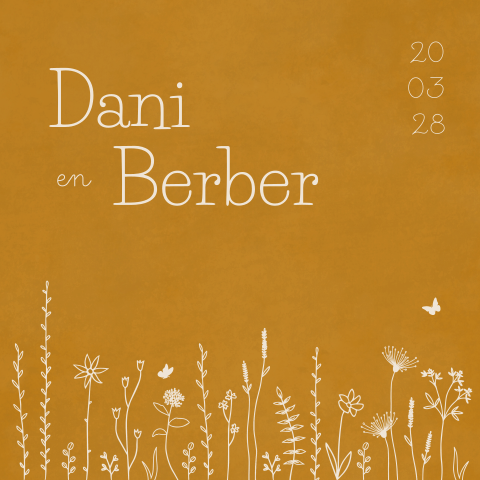 tweeling geboortekaartje met veldbloemen