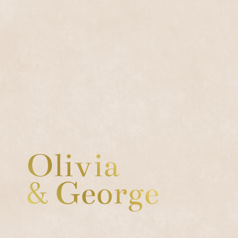 minimalistische trouwkaart met blauwe achtergrond en foliedruk