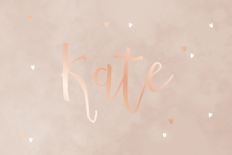 geboortekaartje Kate minimalistisch met hartjes in rosegoudfolie