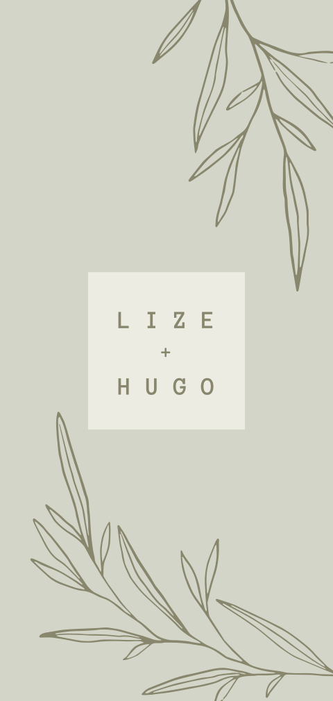 trouwkaart groen met geïllustreerde takken