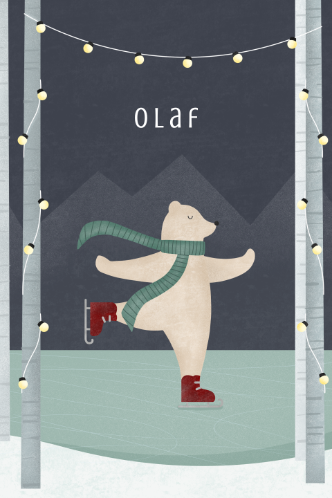 geboortekaartje jongen met schaatsende ijsbeer