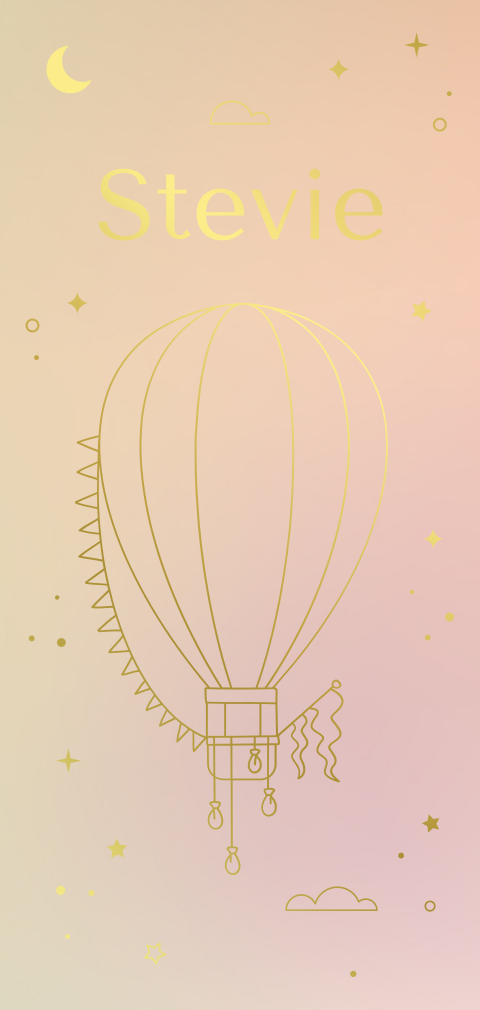 geboortekaartje met luchtballon en kleurverloop achtergrond