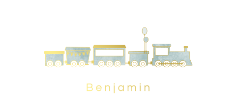 geboortekaartje Benjamin met trein in goudfolie