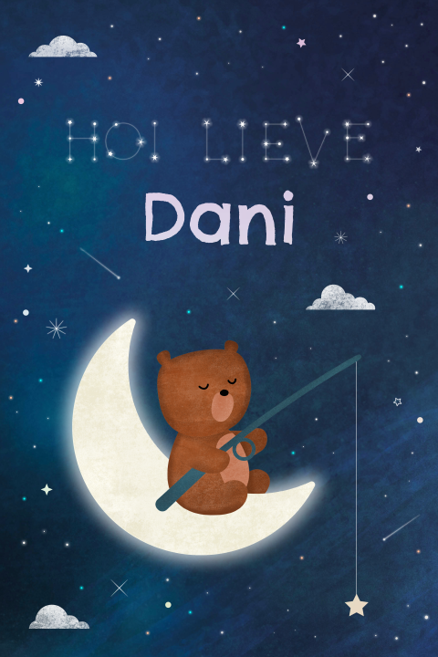 geboortekaartje Dani met maan, beer en sterren