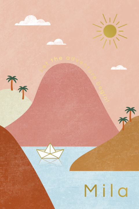 geboortekaartje meisje let the adventure begin met goudfolie