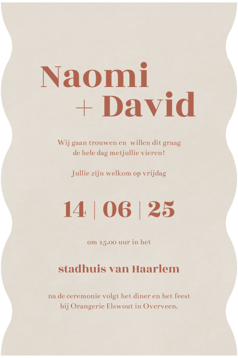 trouwkaart typografisch stans bijzondere vorm